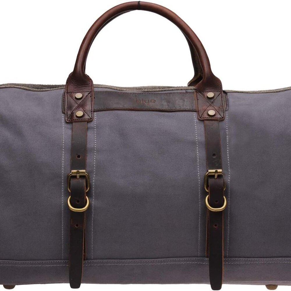 21in X-Large Durable Canvas Weekend Travel Tote Genuine
Leather Trim Carryon
